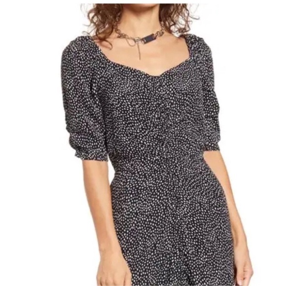 OPEN EDIT  Black Brush Dot Dress Sz S - Picture 2 of 14